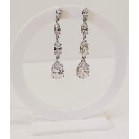 Ασημένια σκουλαρίκια κρεμαστά με ζιργκον (SE113)